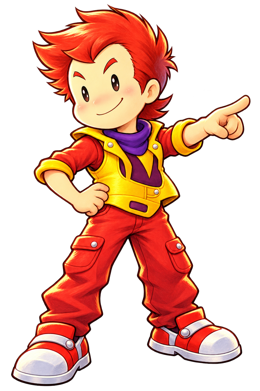 Client-inspired red-haired driver pointing toward the development roadmap